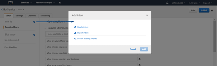 Creating A Chatbot Using Amazon Lex Service - Slots In AWS Lex